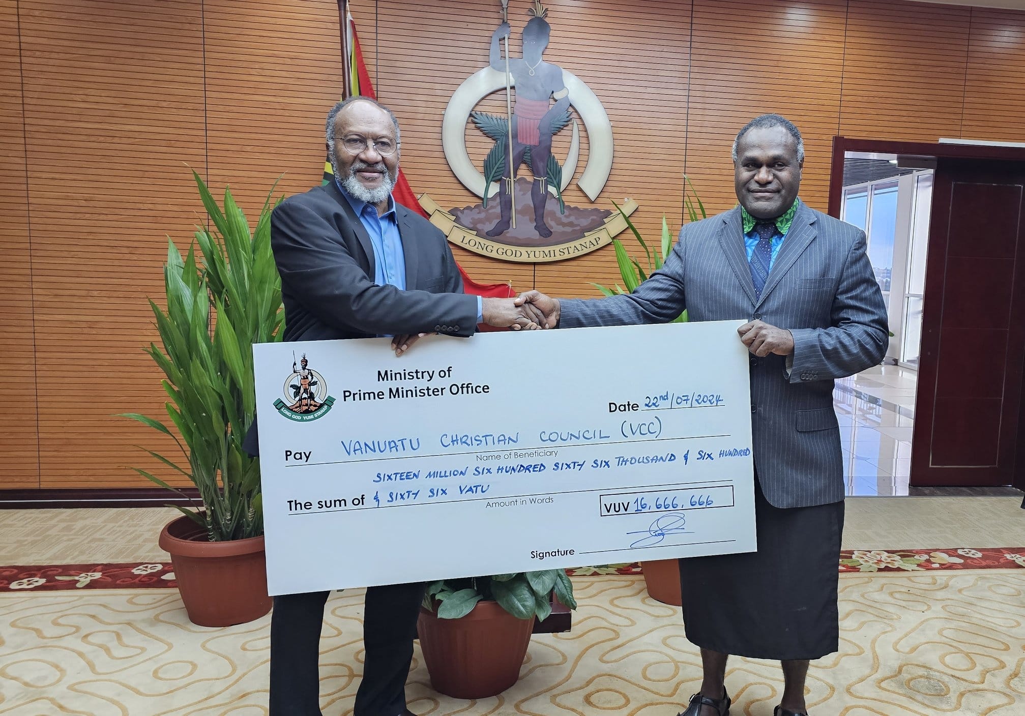 1 third of Total Grant to Vanuatu Christian Council