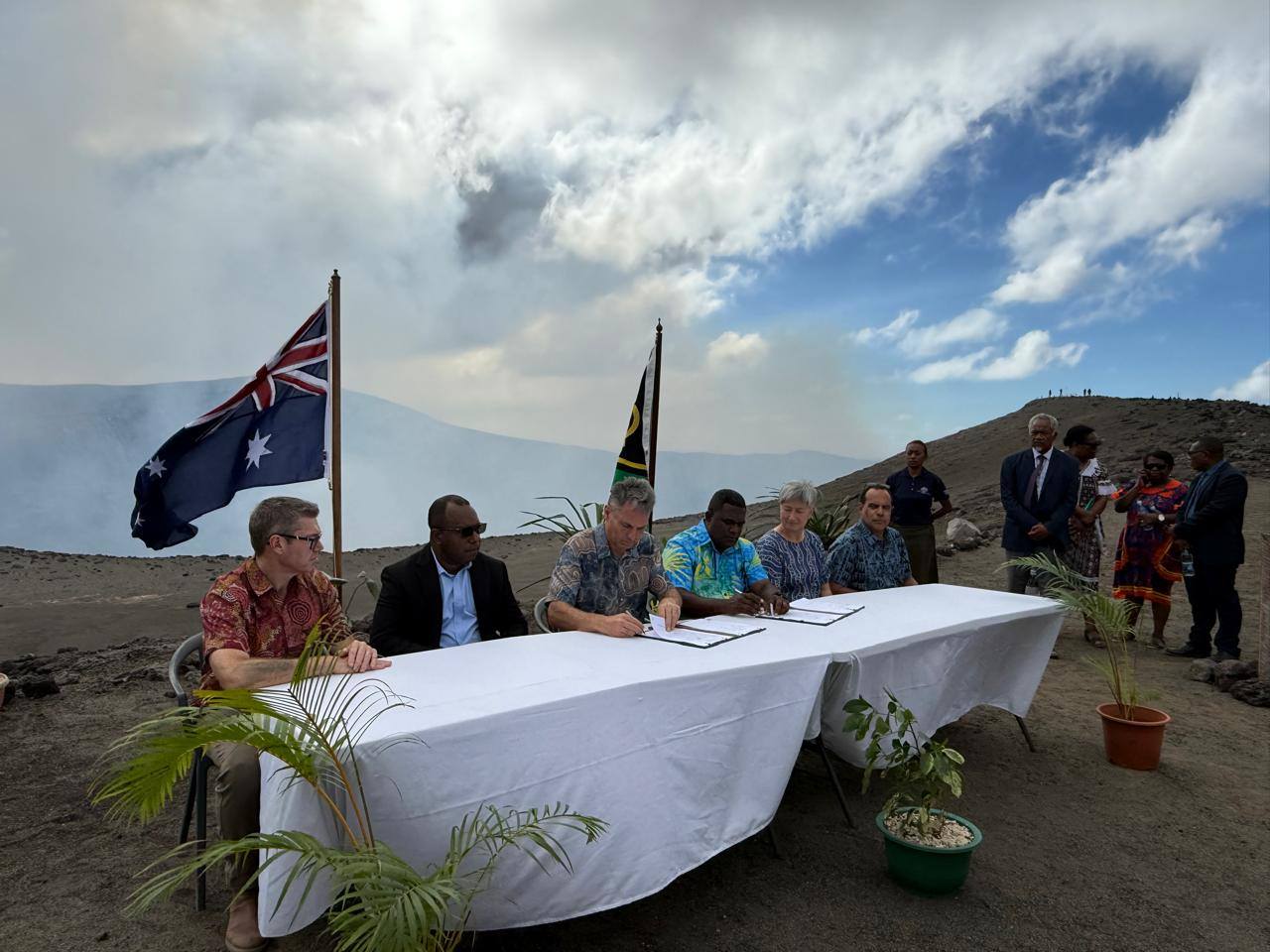 Nakamal Agreement signing at the top of mount yasur volcano