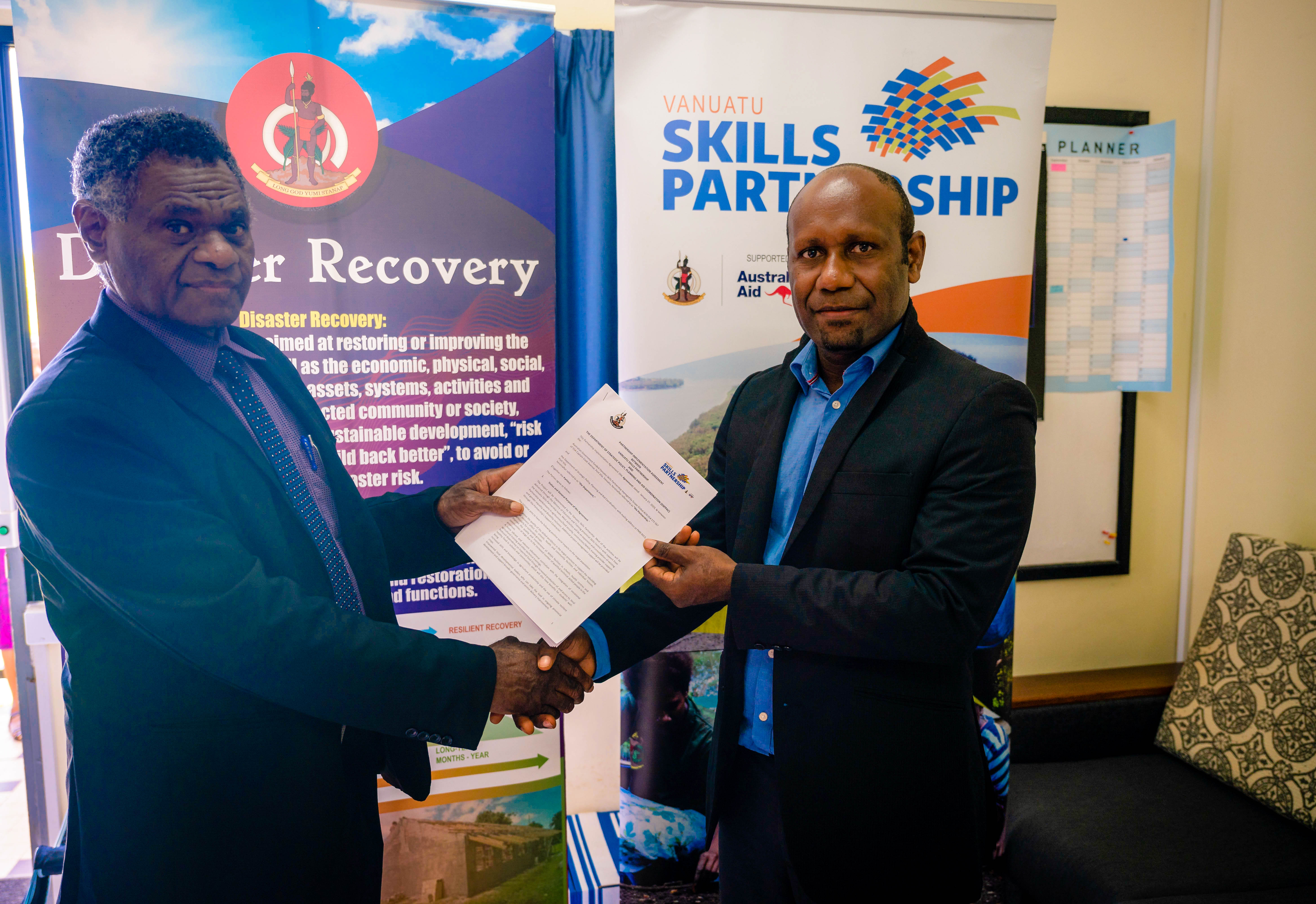 Vanuatu Skills Partnership and DSPPAC sign implementation partnership agreement for TC Harold recovery initiative